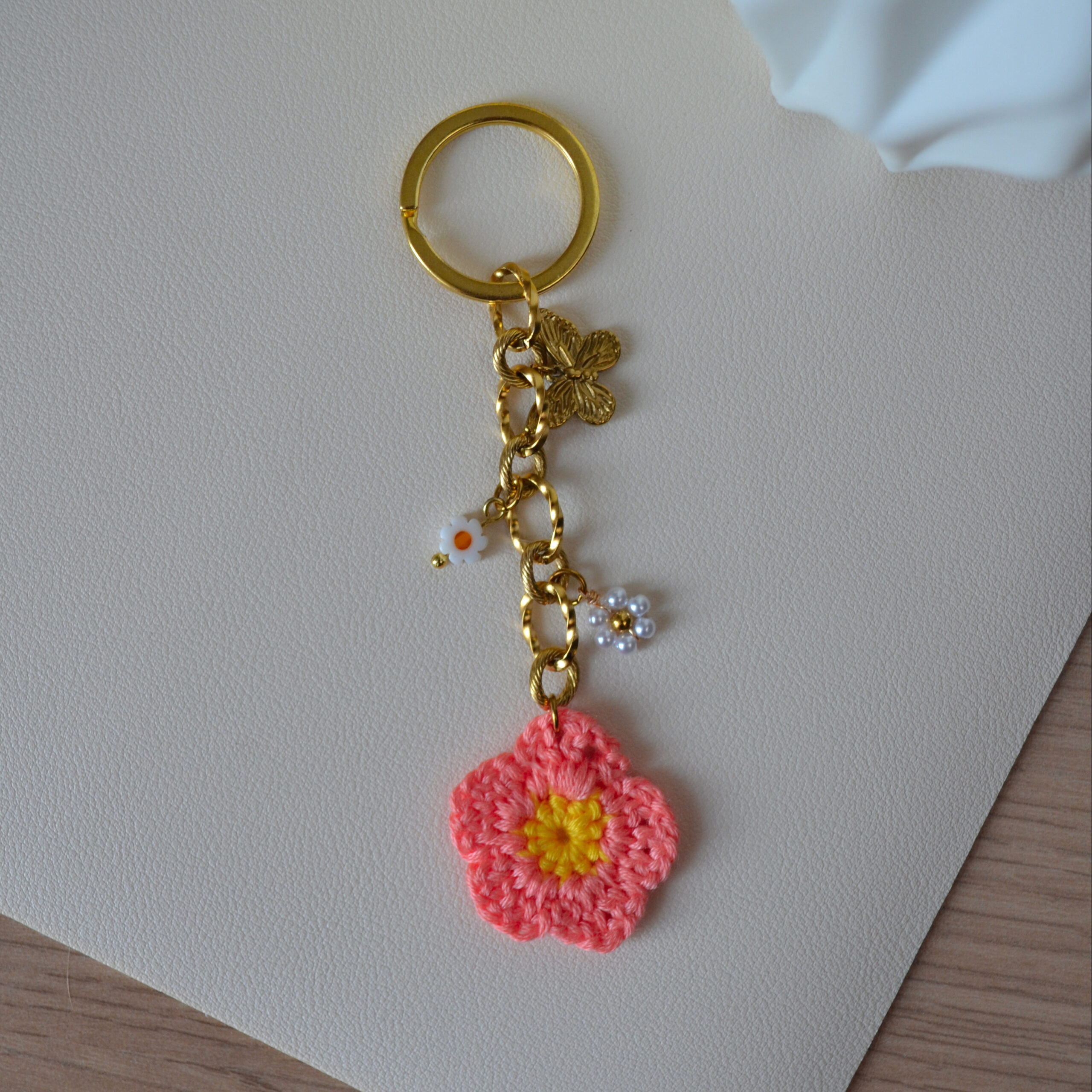 Porte-clé floral et bijou de sac - Fleurs du Soleil