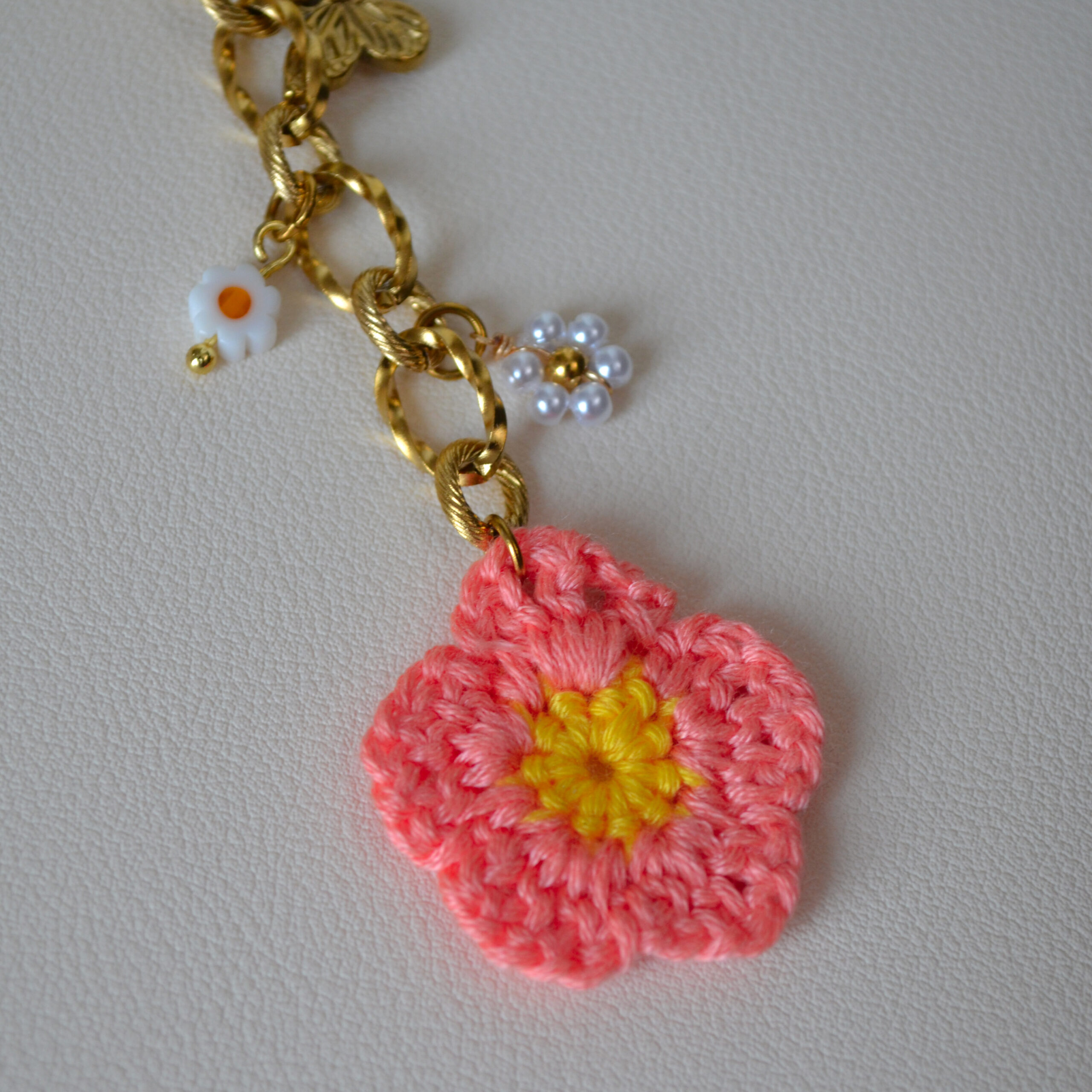 Porte-clé floral et bijou de sac - Fleurs du Soleil