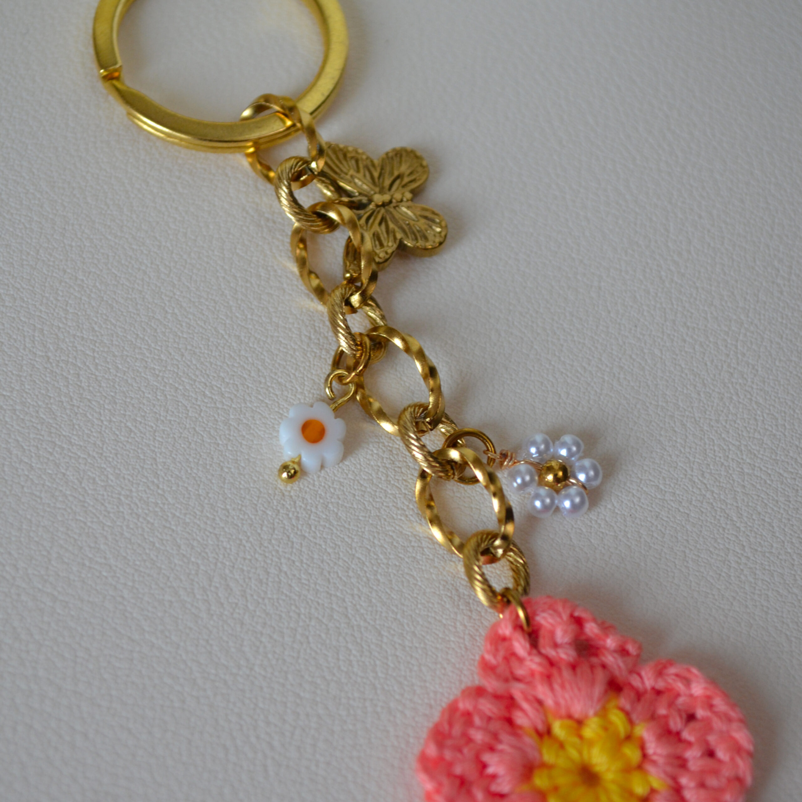 Porte-clé floral et bijou de sac - Fleurs du Soleil
