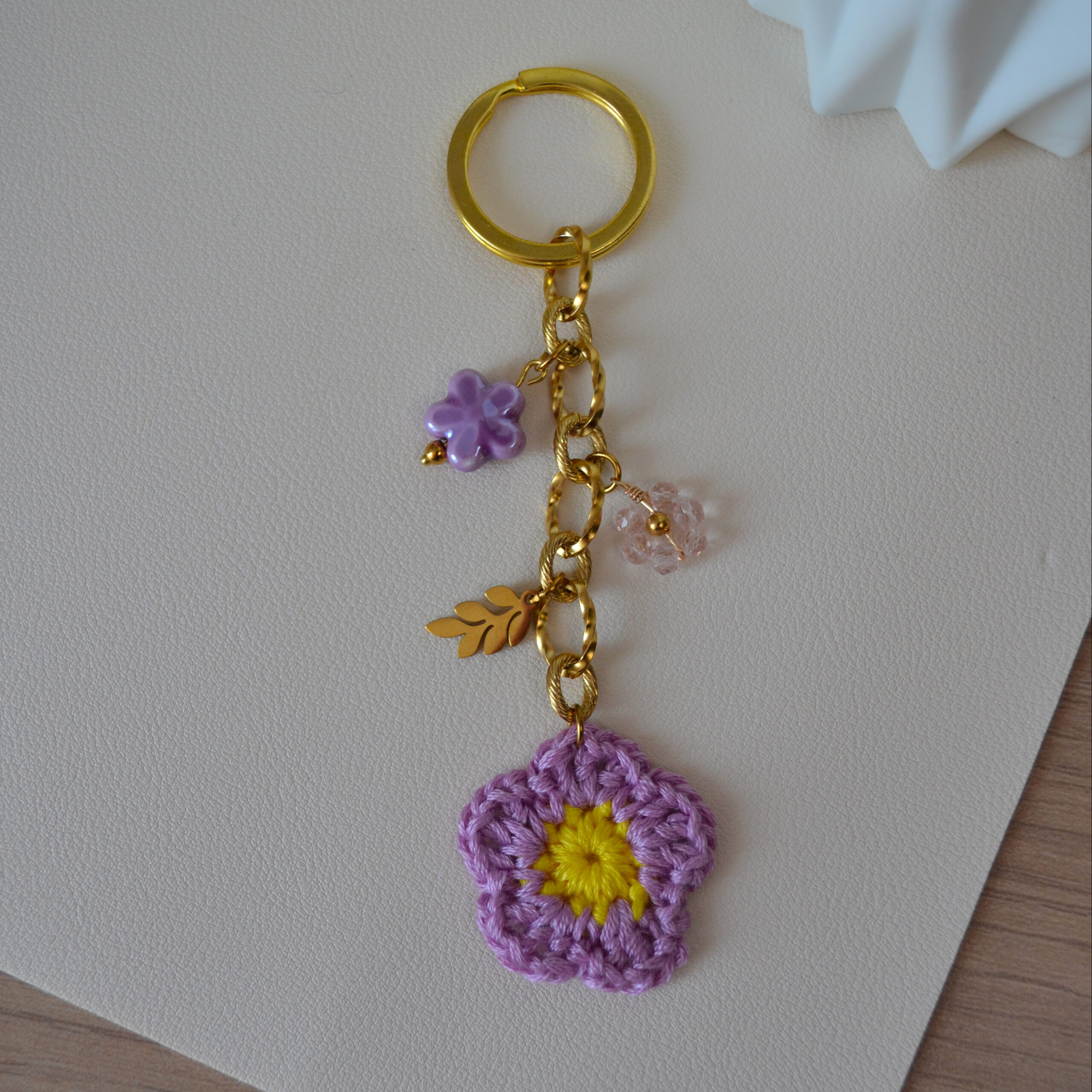 Porte-clé floral et bijou de sac - Fleurs du Soleil