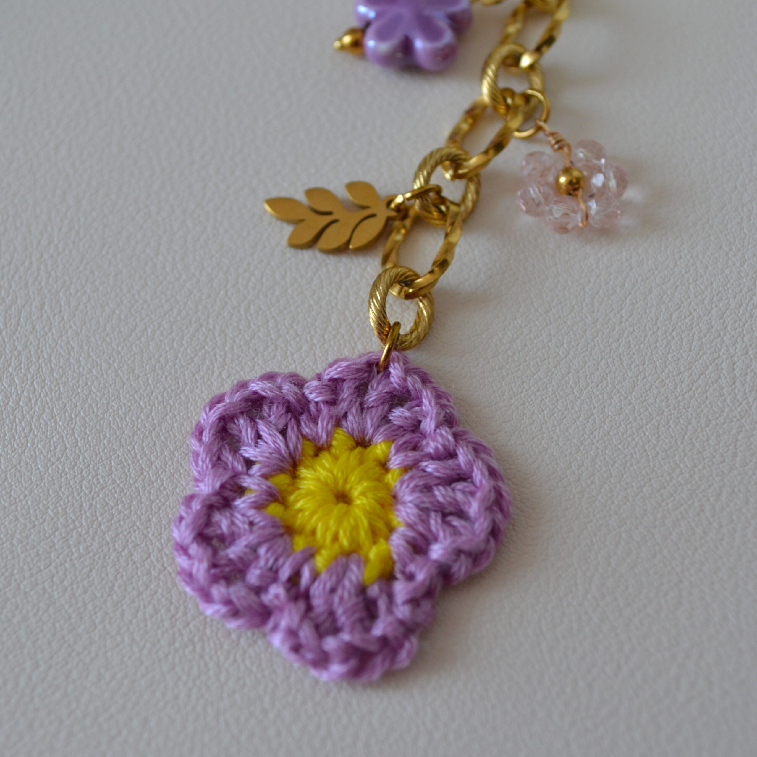 Porte-clé floral et bijou de sac - Fleurs du Soleil