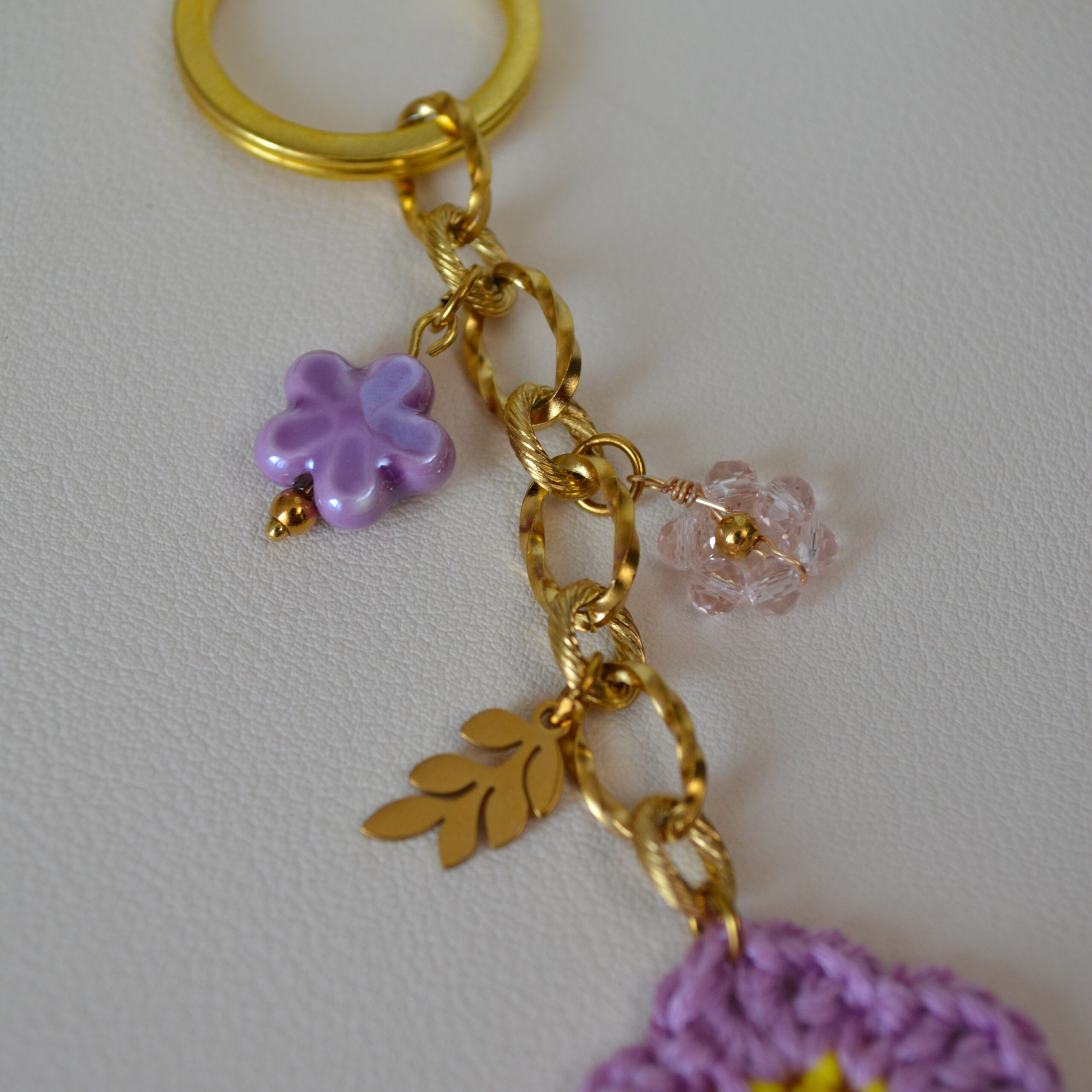 Porte-clé floral et bijou de sac - Fleurs du Soleil