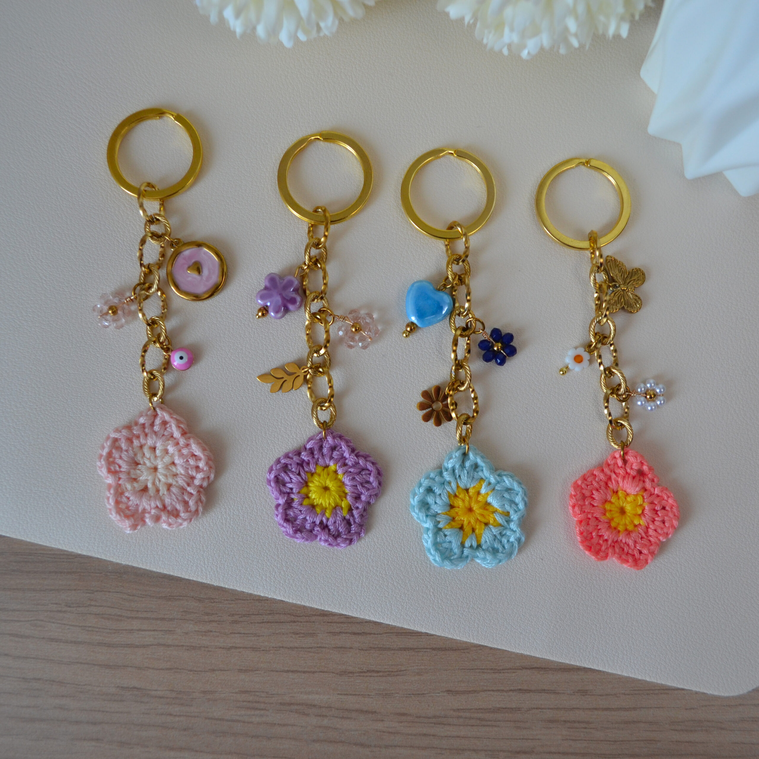Porte-clé floral et bijou de sac - Fleurs du Soleil
