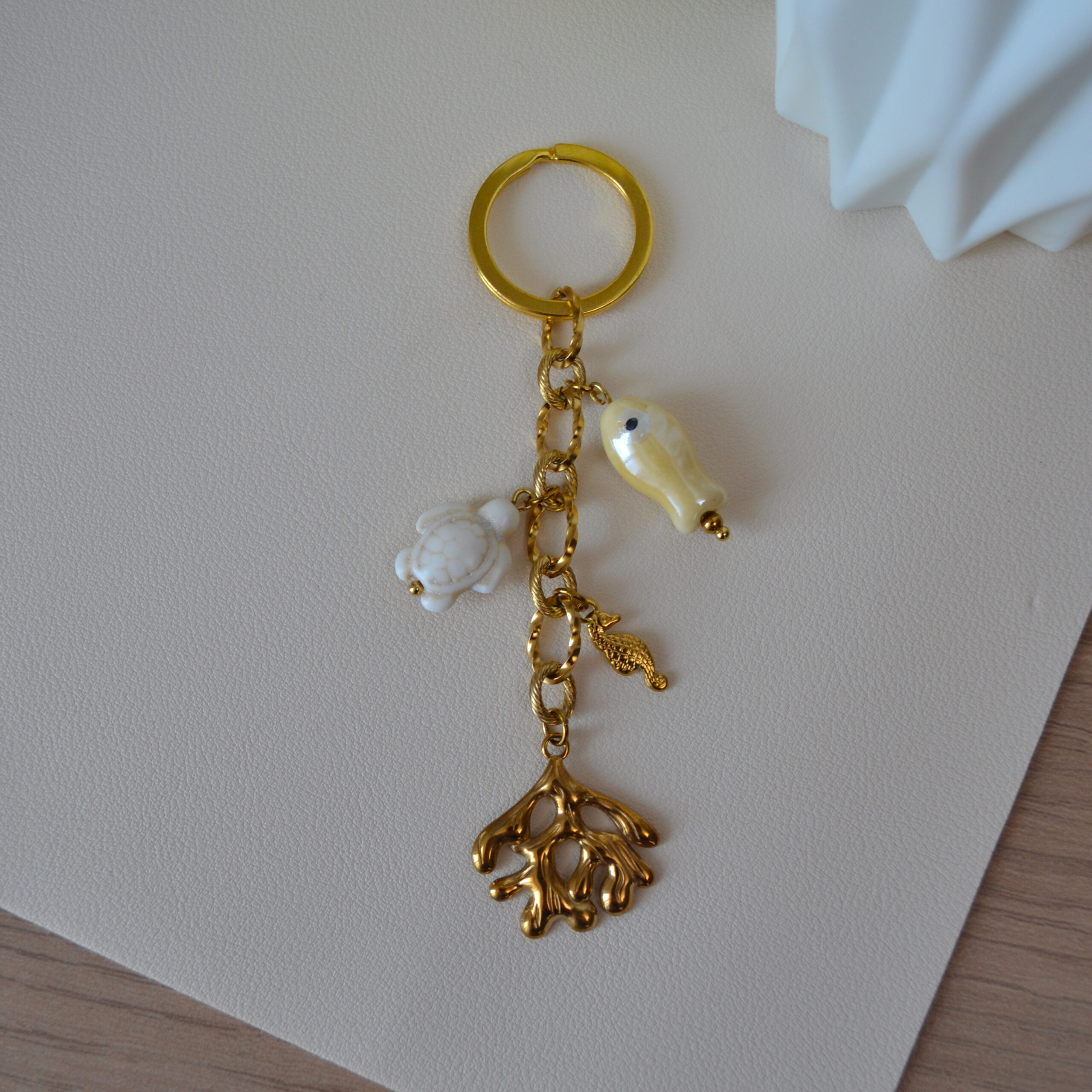 Porte-clé bord de mer et bijou de sac esprit marin - Rivage Doré
