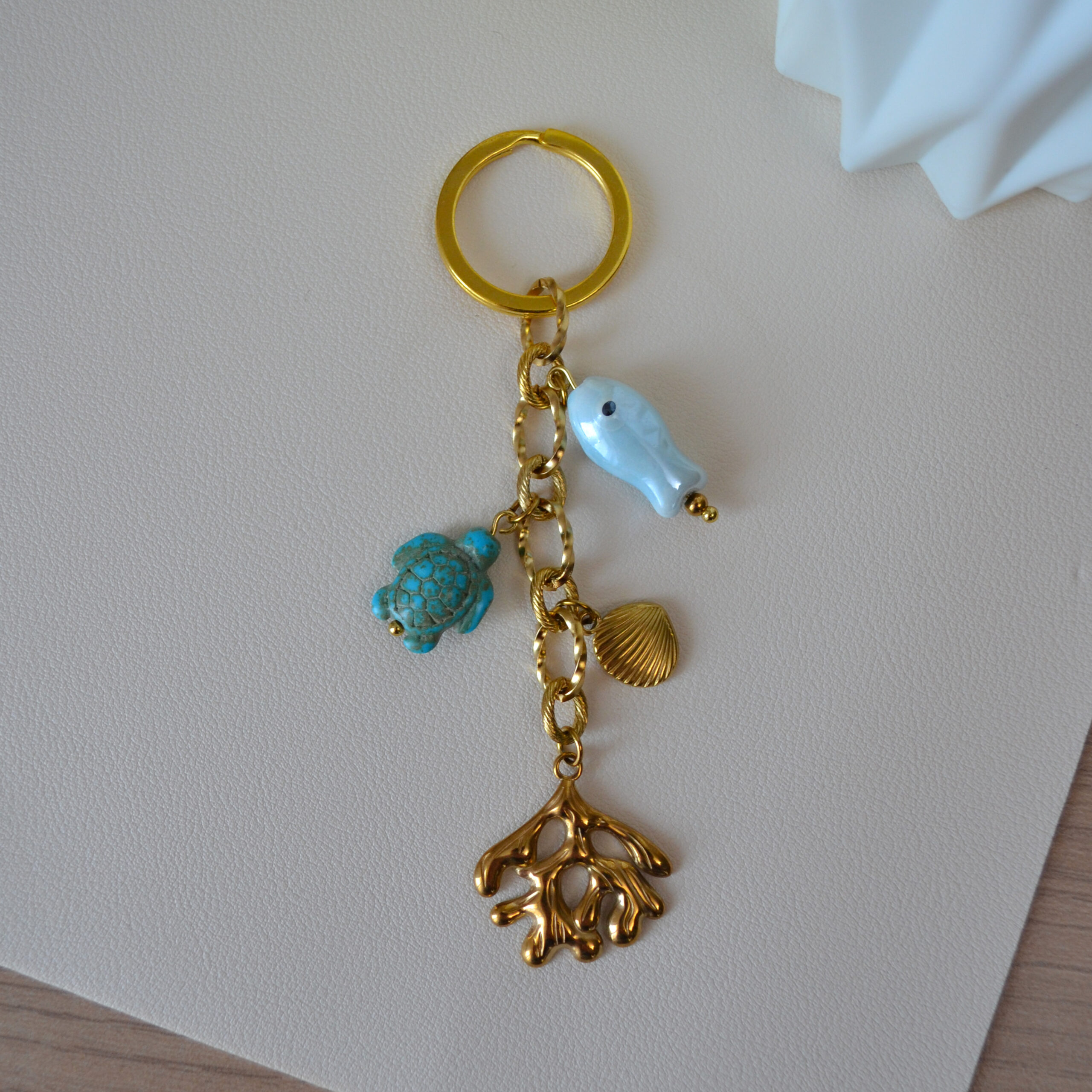 Porte-clé bord de mer et bijou de sac esprit marin - Rivage Doré