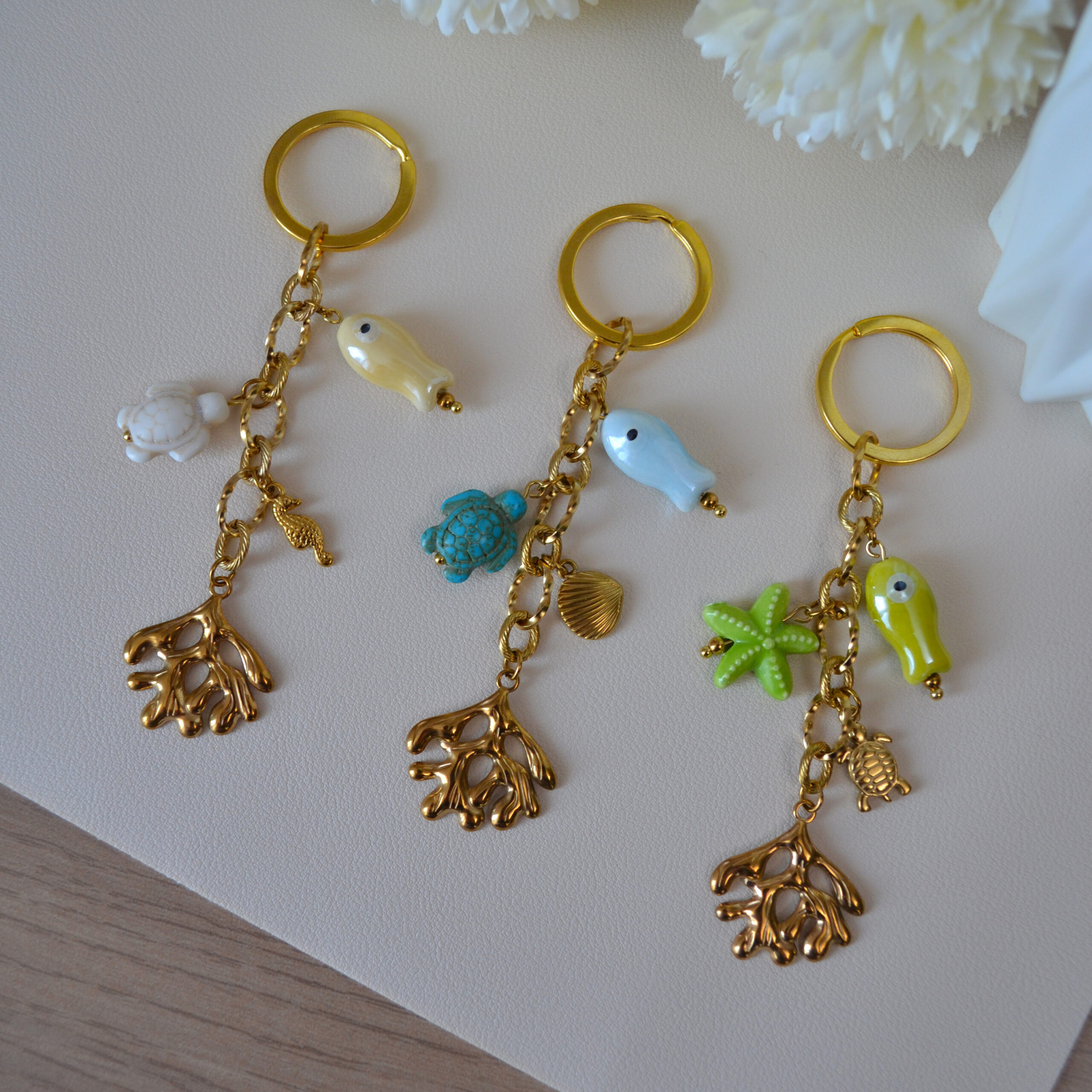 Portes clés et bijoux de sac esprit marin - Rivage Doré